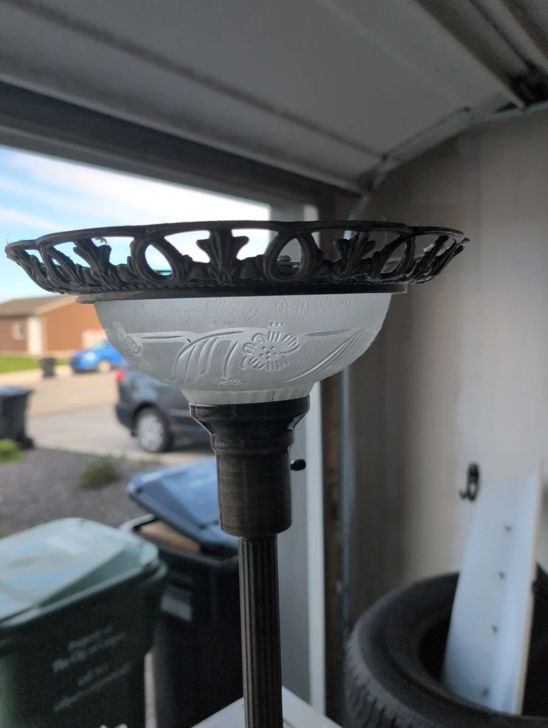Vintage Floor Lamp with Frosted Glass Shade