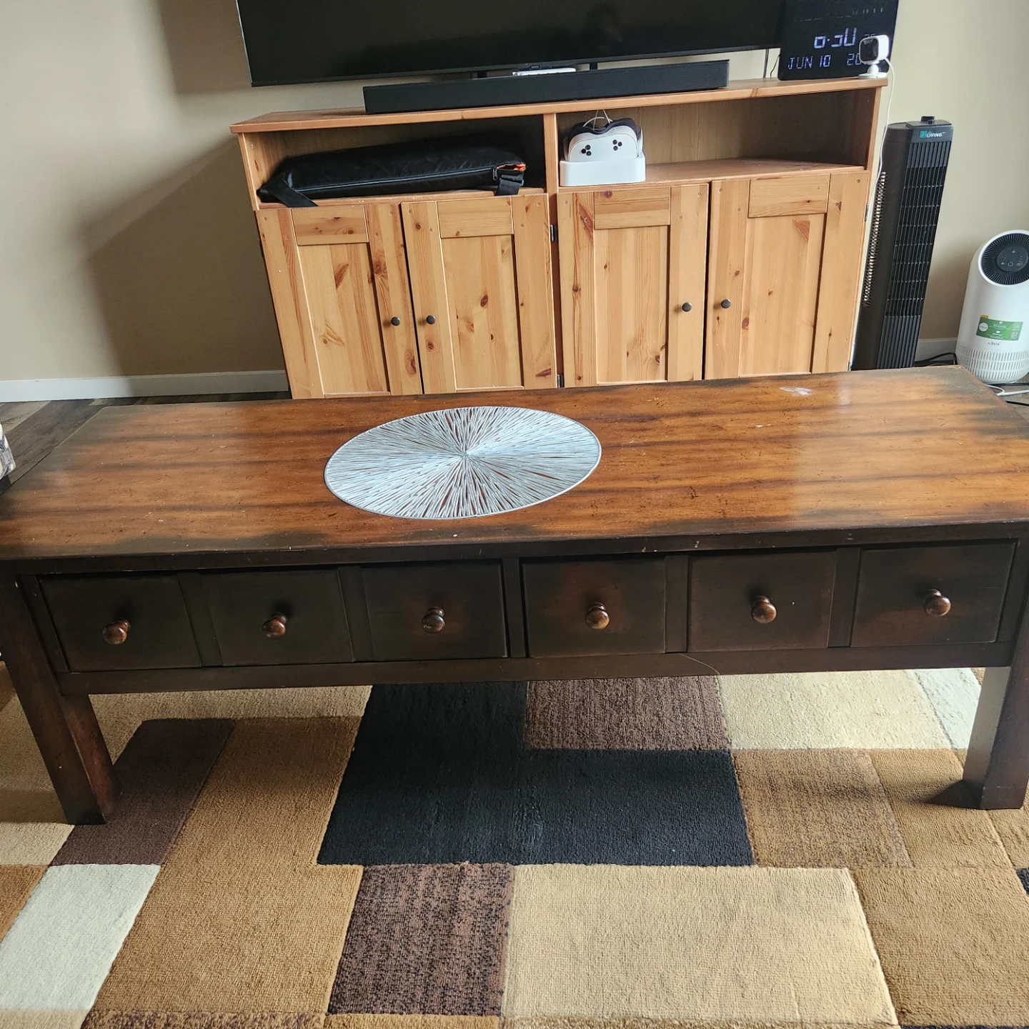 Wooden Coffee Table with Drawers