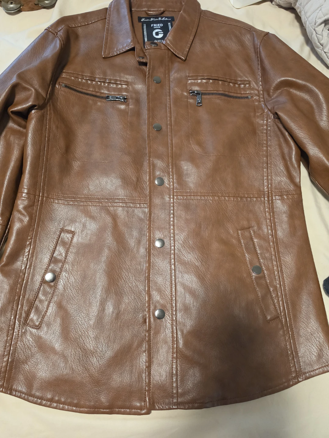 Fried Denim NYC Brown Faux Leather Jacket - Size M