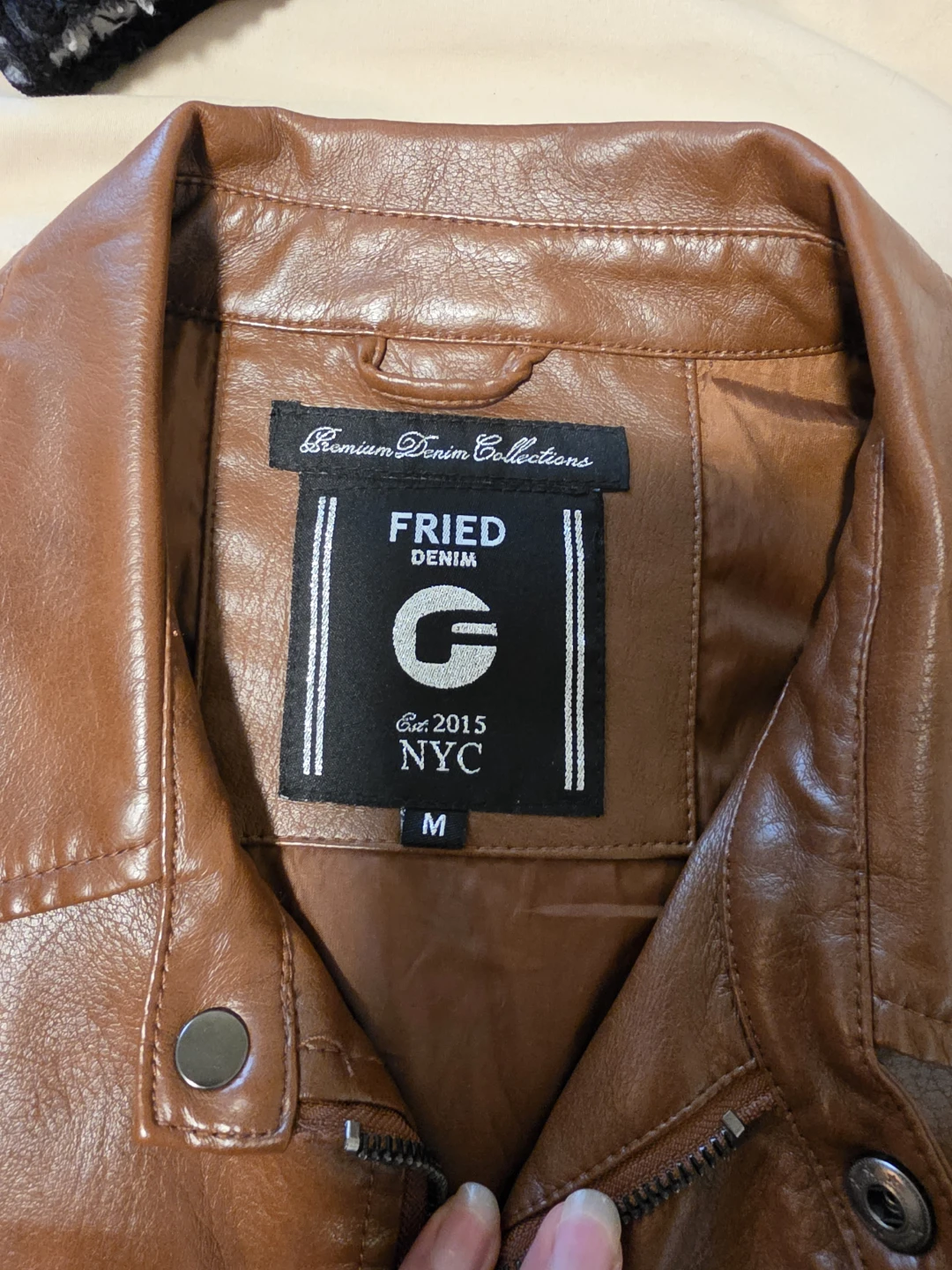 Fried Denim NYC Brown Faux Leather Jacket - Size M - photo 3