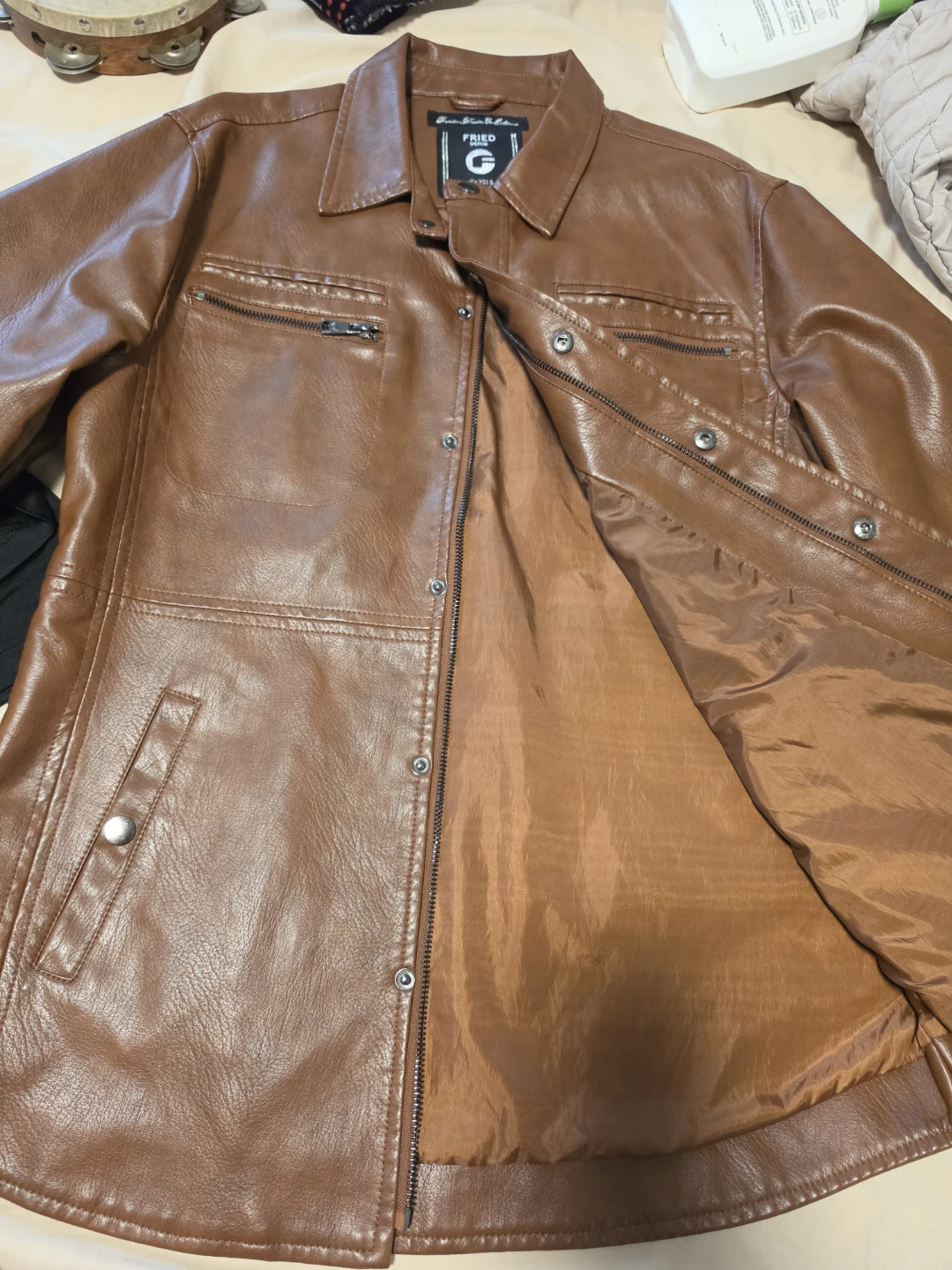 Fried Denim NYC Brown Faux Leather Jacket - Size M - photo 4