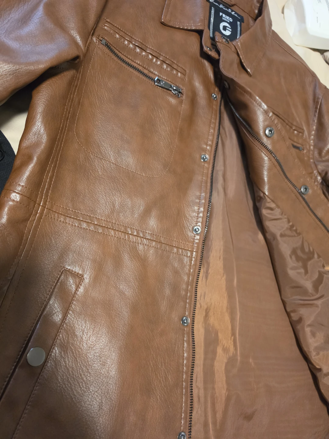 Fried Denim NYC Brown Faux Leather Jacket - Size M - photo 5