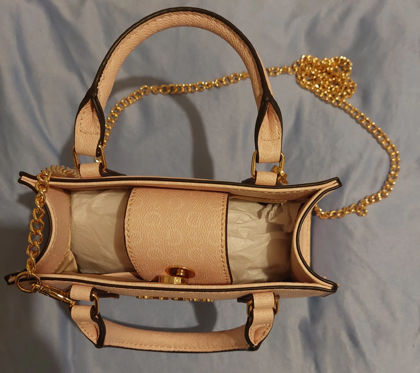 GUESS Pink Mini Top Handle Bag with Gold Chain - photo 2