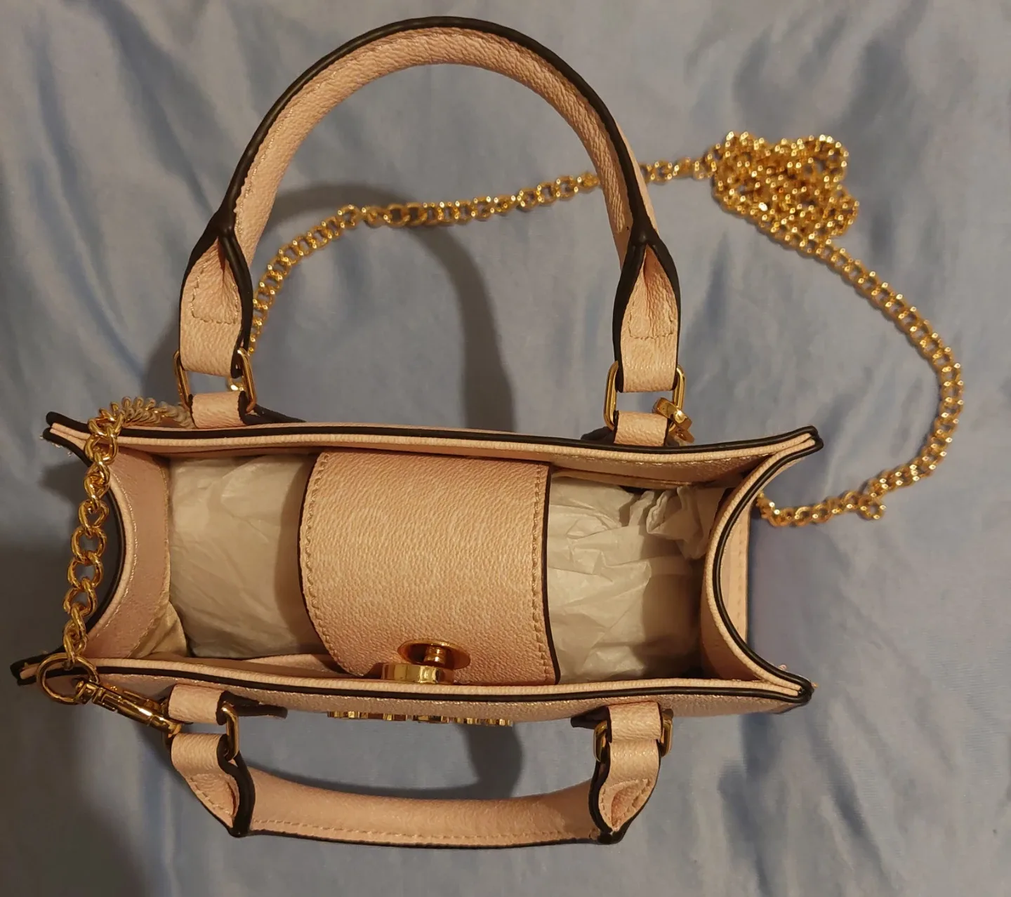GUESS Pink Mini Top Handle Bag with Gold Chain - photo 2