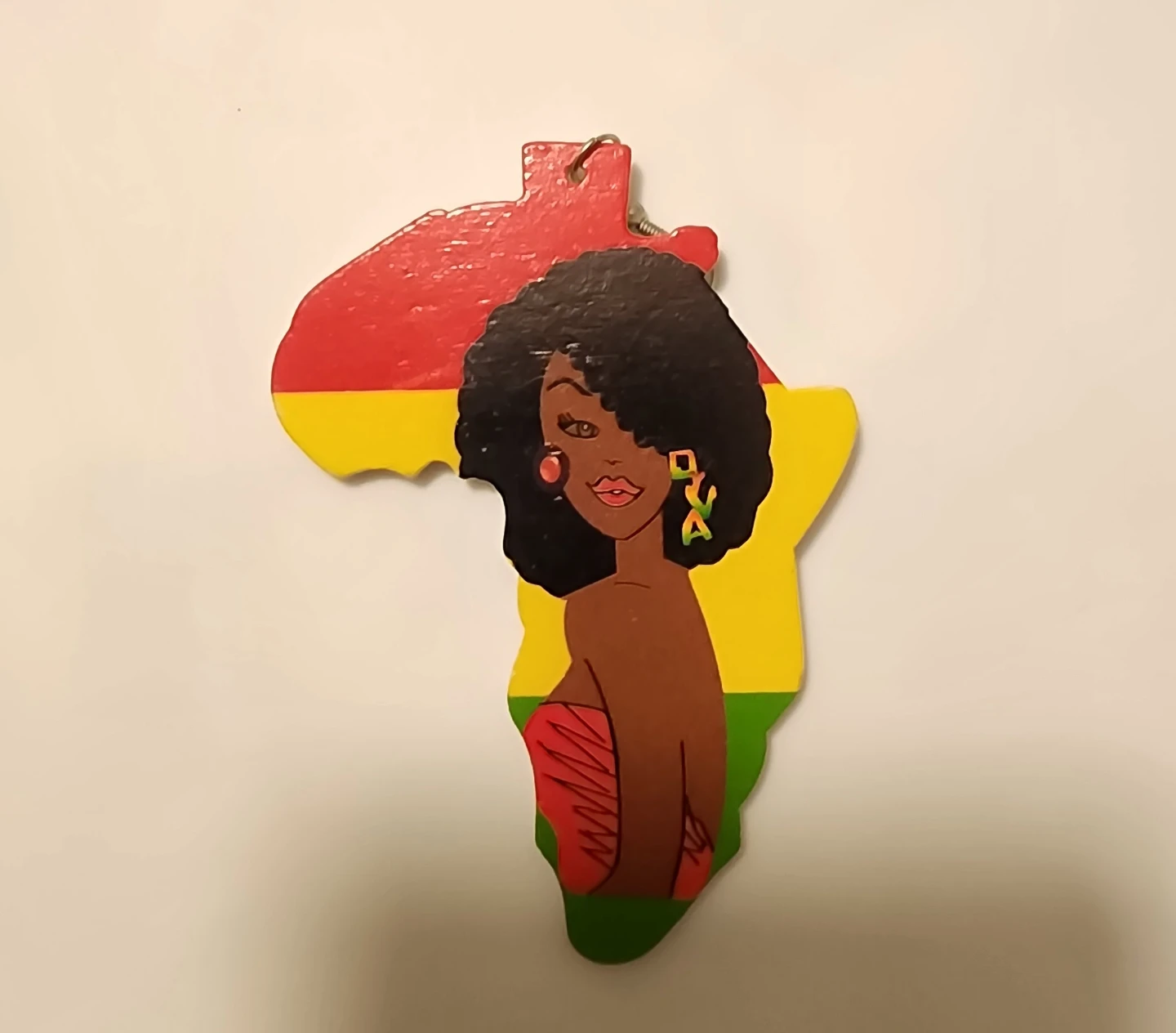 Wooden Africa Map Pendant with Woman - photo 2