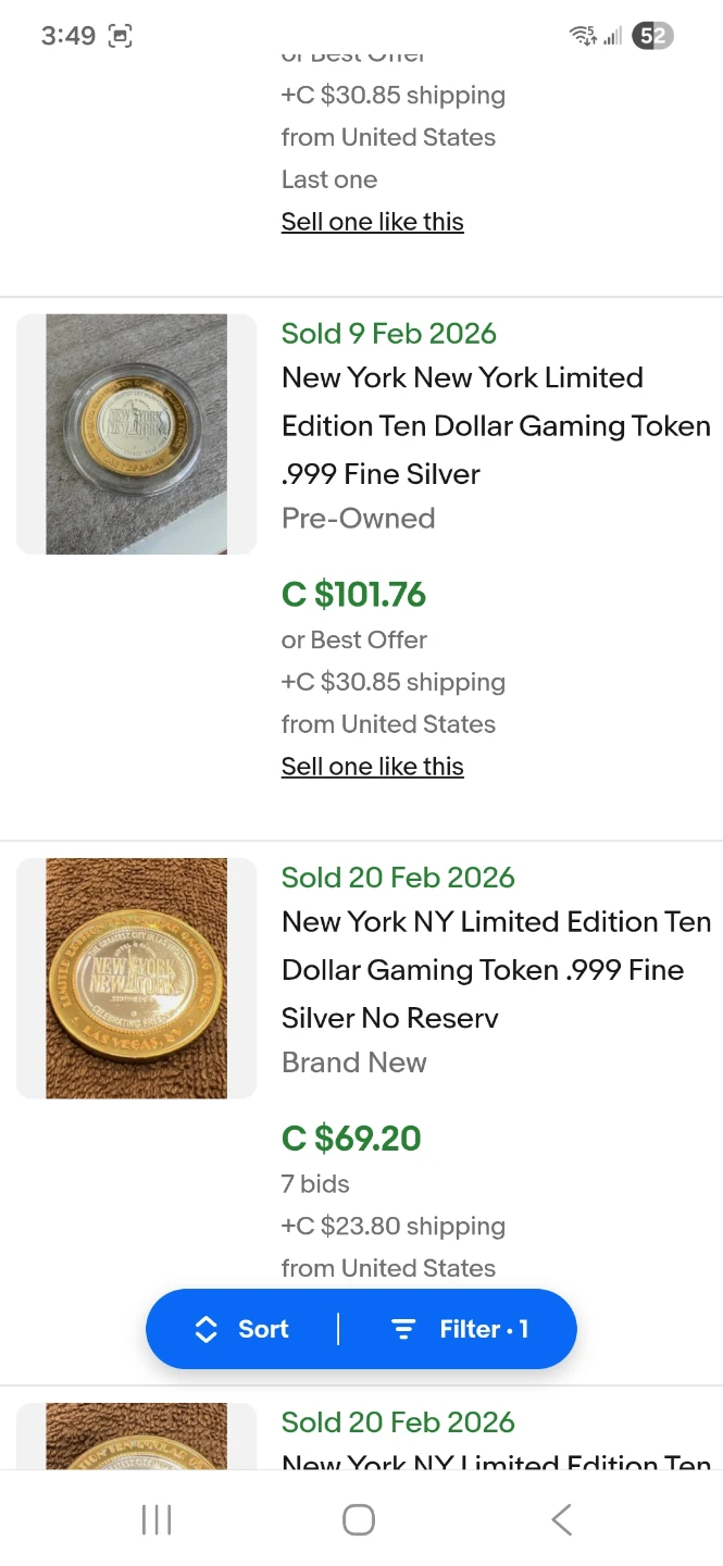 ⚽️ New York NY Limited Ten Dollar Gaming Token .999 Fine Silver - photo 3