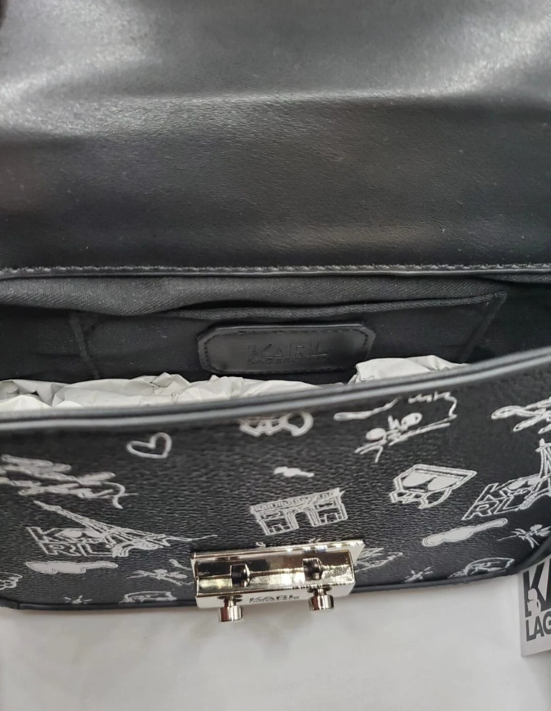 Karl Lagerfeld Black White Print Crossbody Bag - photo 2
