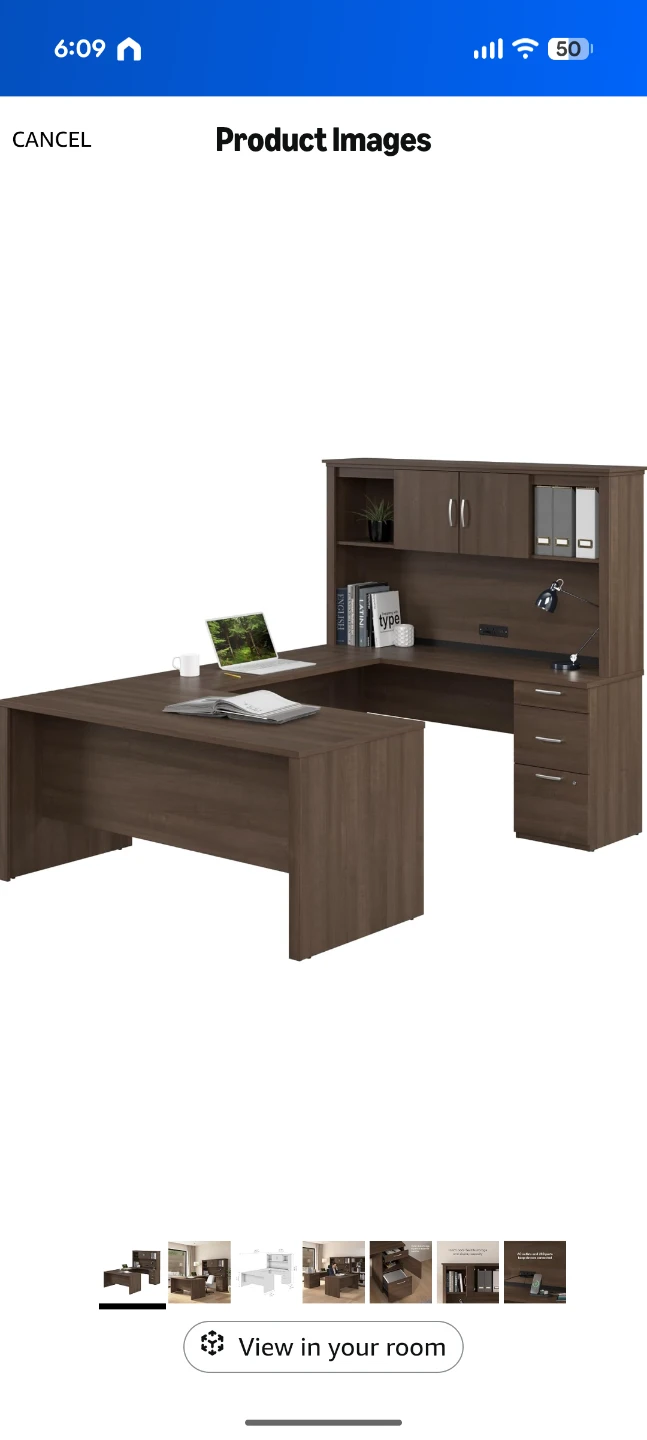 U-Shaped Executive Desk with Hutch
