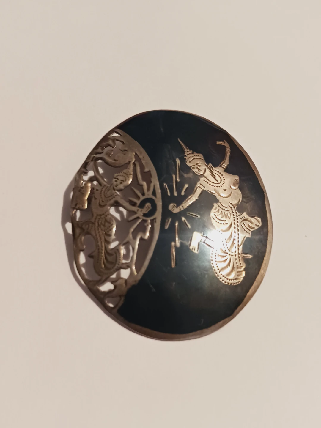 Siam Niello Thai Dancer Sterling Silver 925 Brooch - photo 5