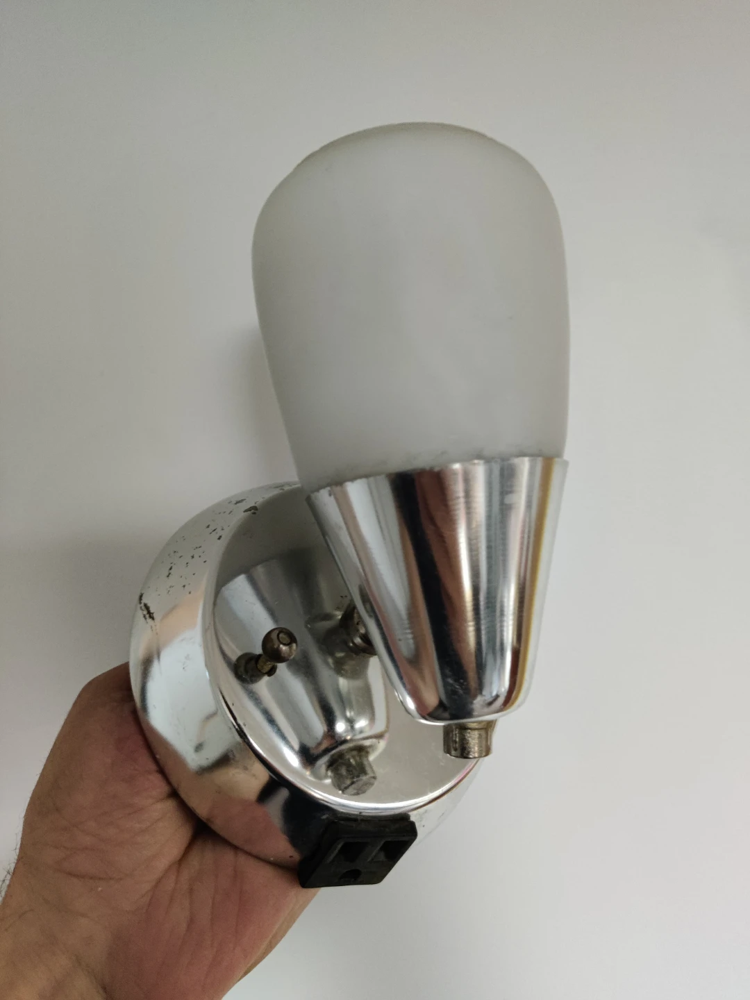 Chrome Sconce Wall Light Fixture with Frosted Glass Shade - photo 2