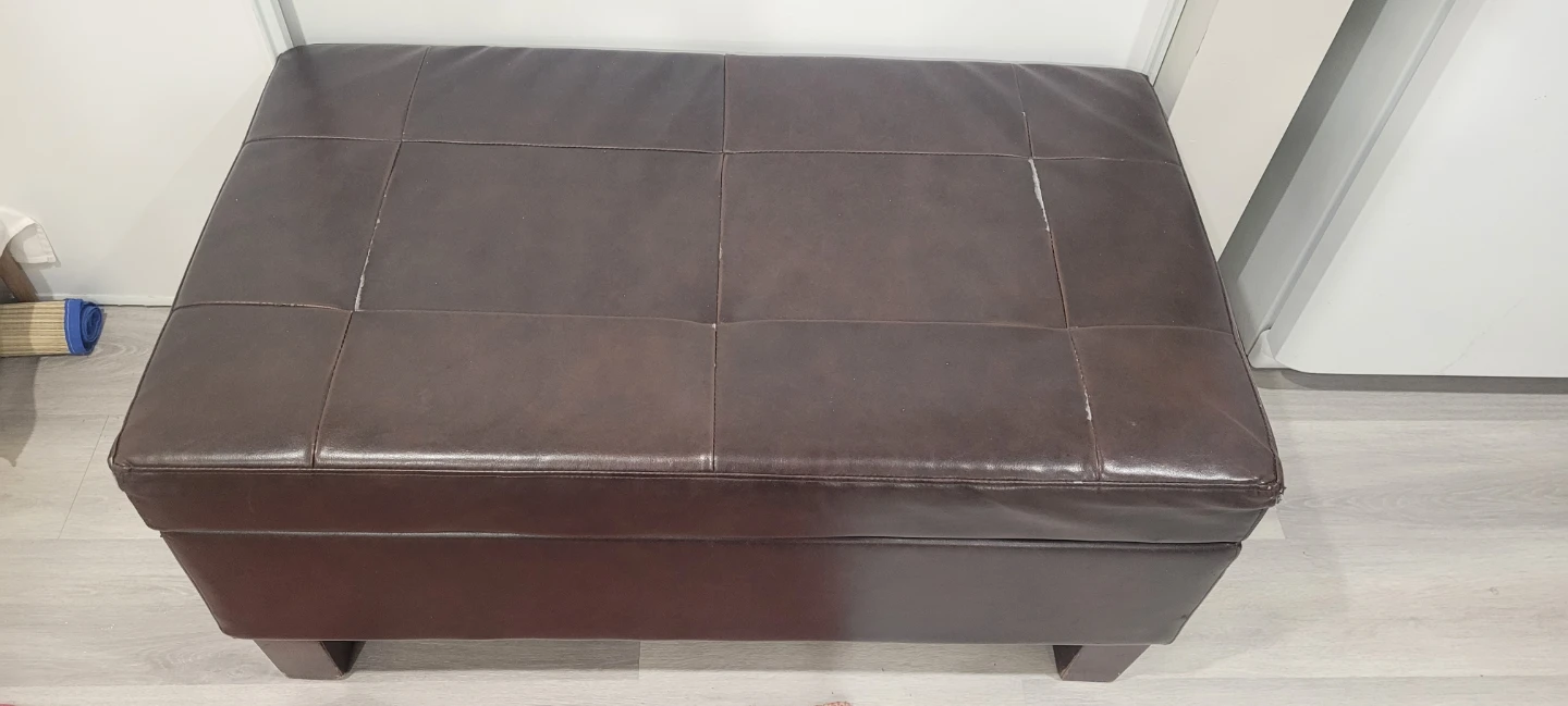Brown Faux Leather Storage Ottoman