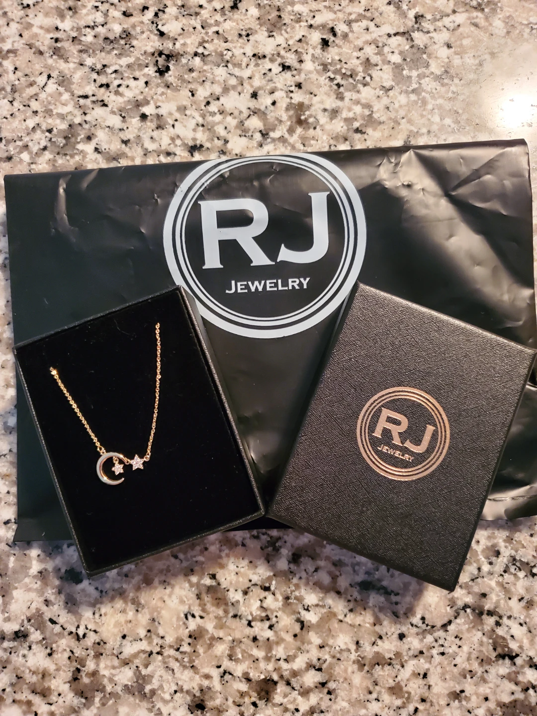 BRAND NEW! RJ Jewelry Moon and Stars Necklace