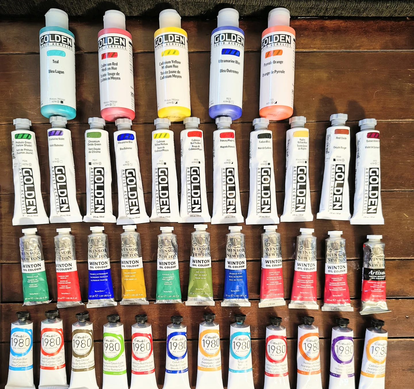 Winsor & Newton Winton Oil, Golden Fluid acrylic,