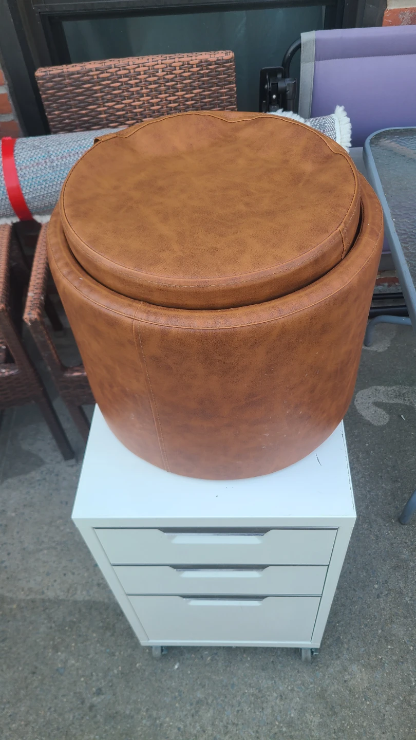 Ornavo Home Round Storage Ottoman - Brown - photo 2
