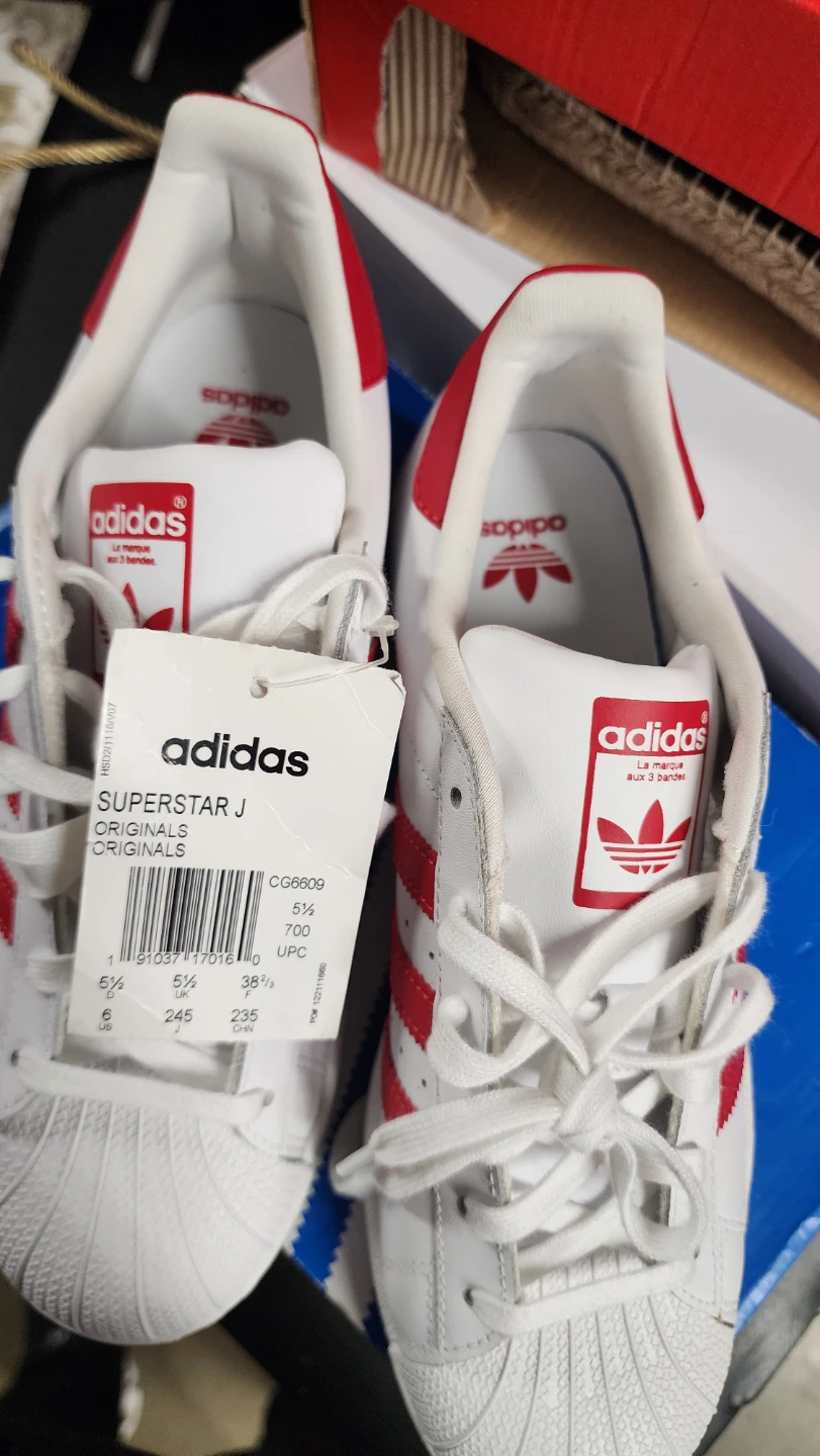 Adidas Superstar J Shoes White Red Size 6 - photo 2