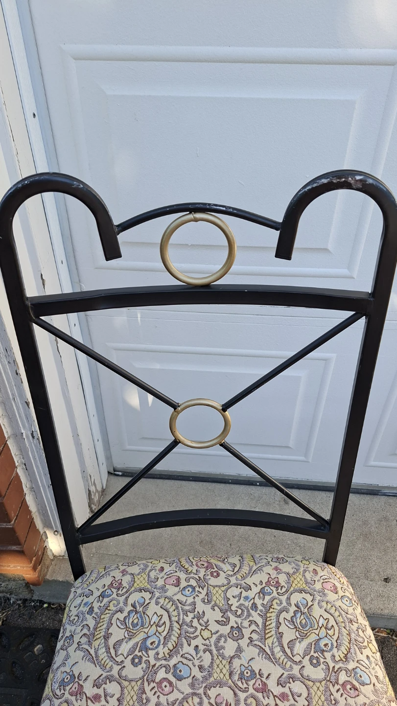 Ornate Metal Vanity Chair with Patterned Seat - photo 4
