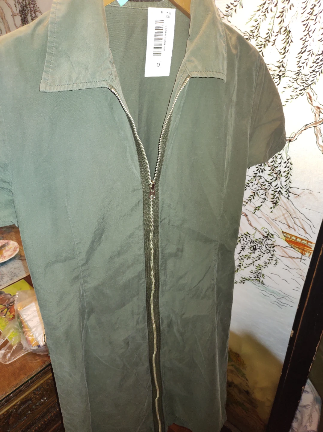 Olive Green Zip-Up Dress