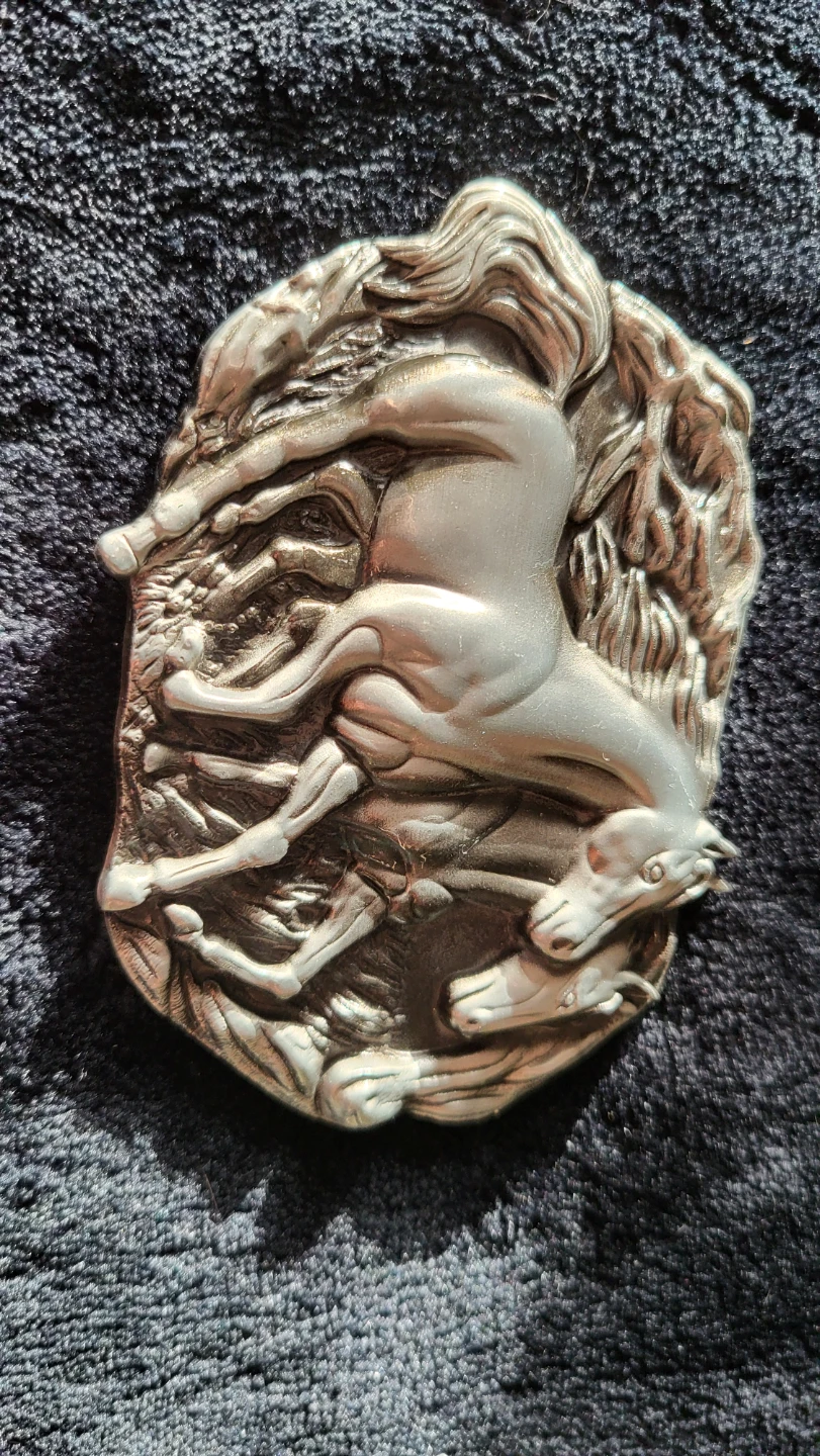 Vintage Metal Belt Buckle Horse Design
