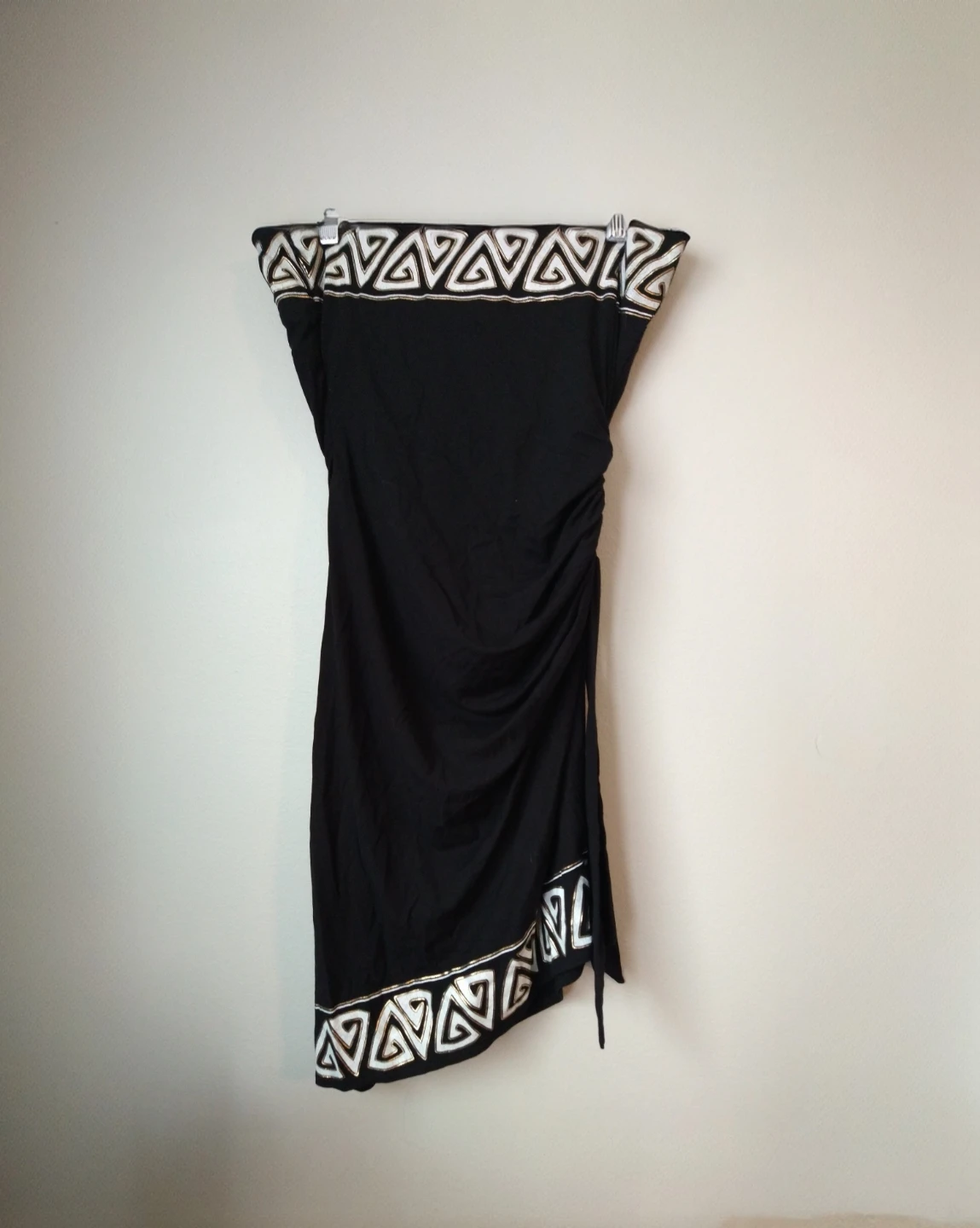 Y2K Cache’ Black Mini Dress bohemian white and gold Size 4