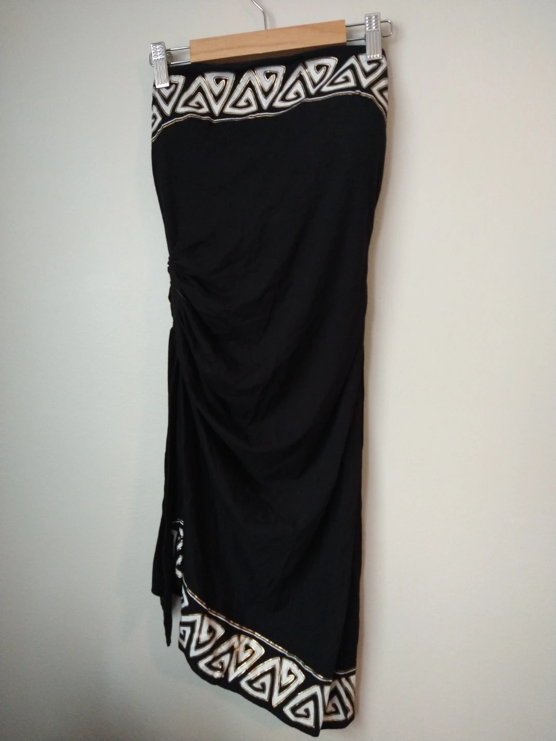 Y2K Cache’ Black Mini Dress bohemian white and gold Size 4 - photo 3