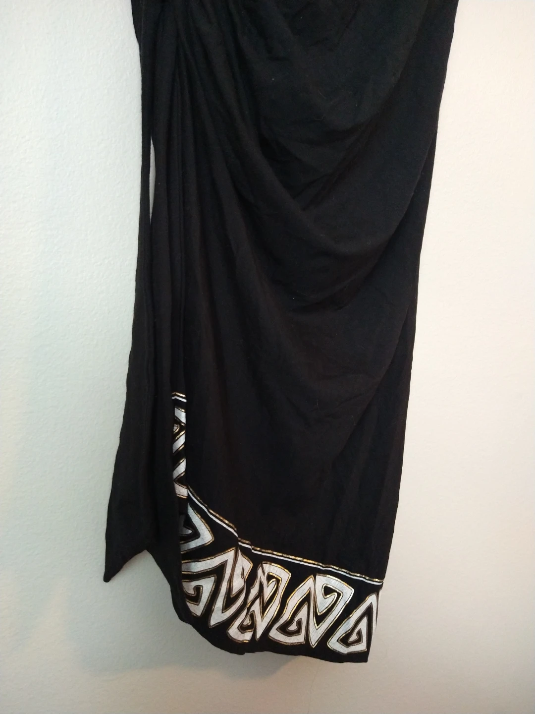 Y2K Cache’ Black Mini Dress bohemian white and gold Size 4 - photo 5