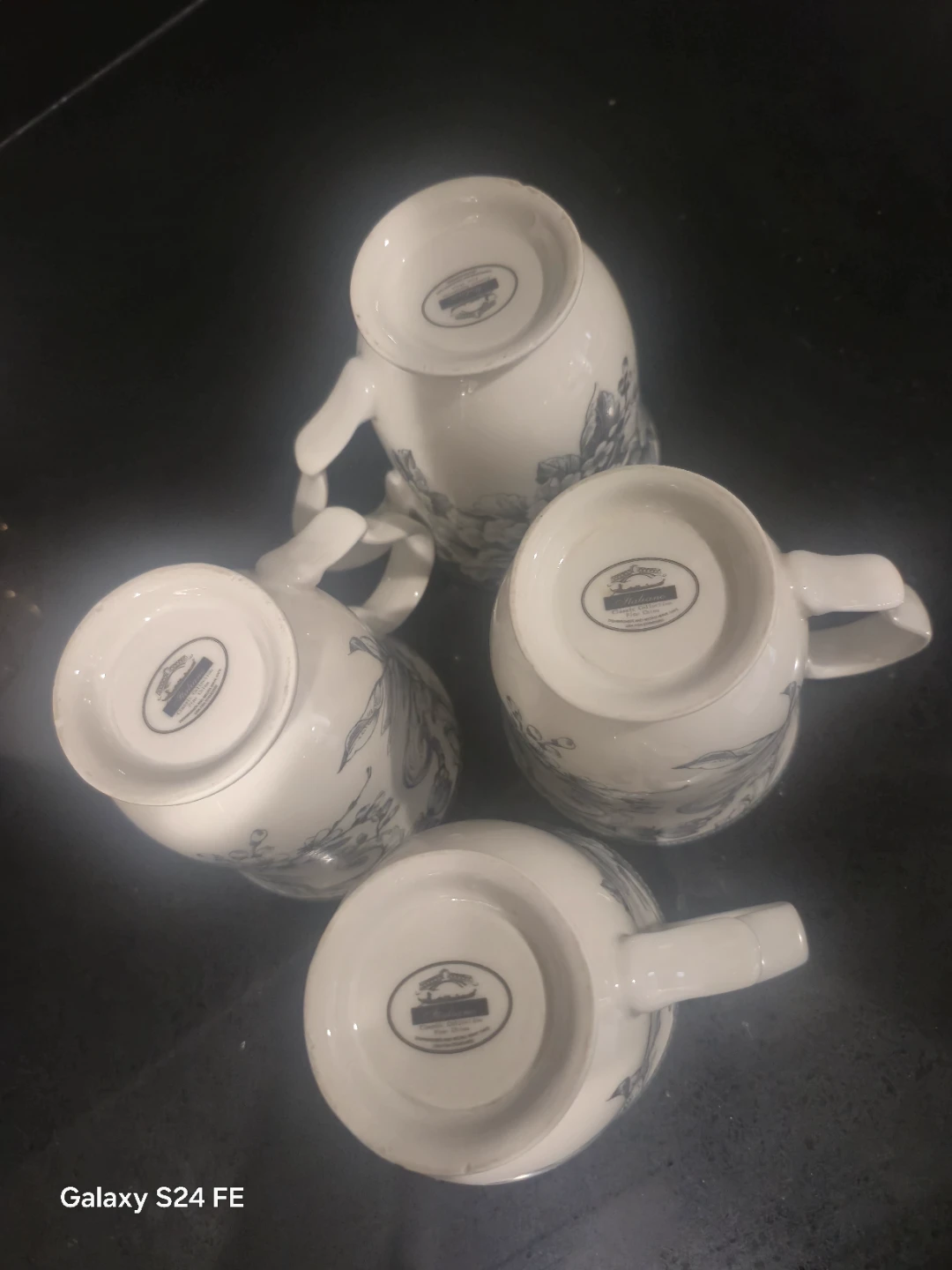 Set of 4 Blue & White Floral Teacups - photo 2