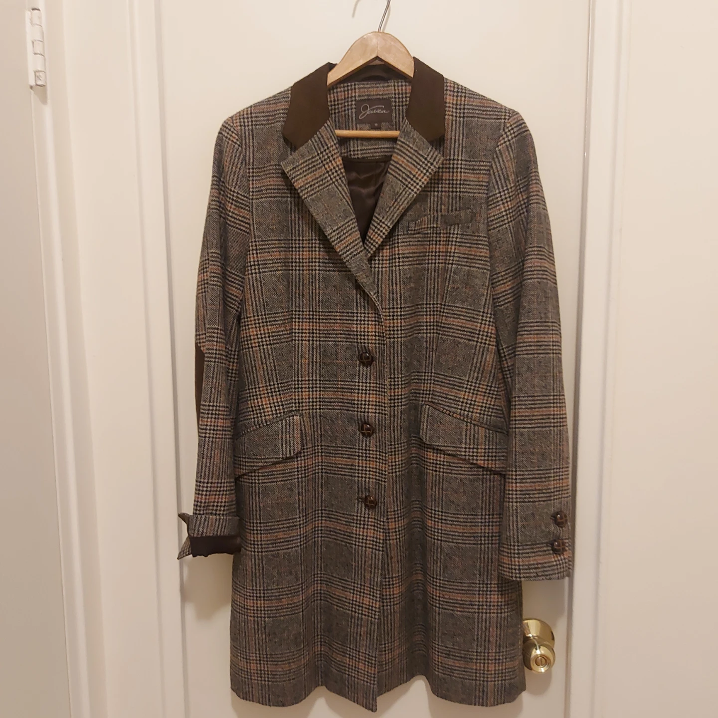 Jessica Plaid Blazer with Suede Elbow Patches Size 10