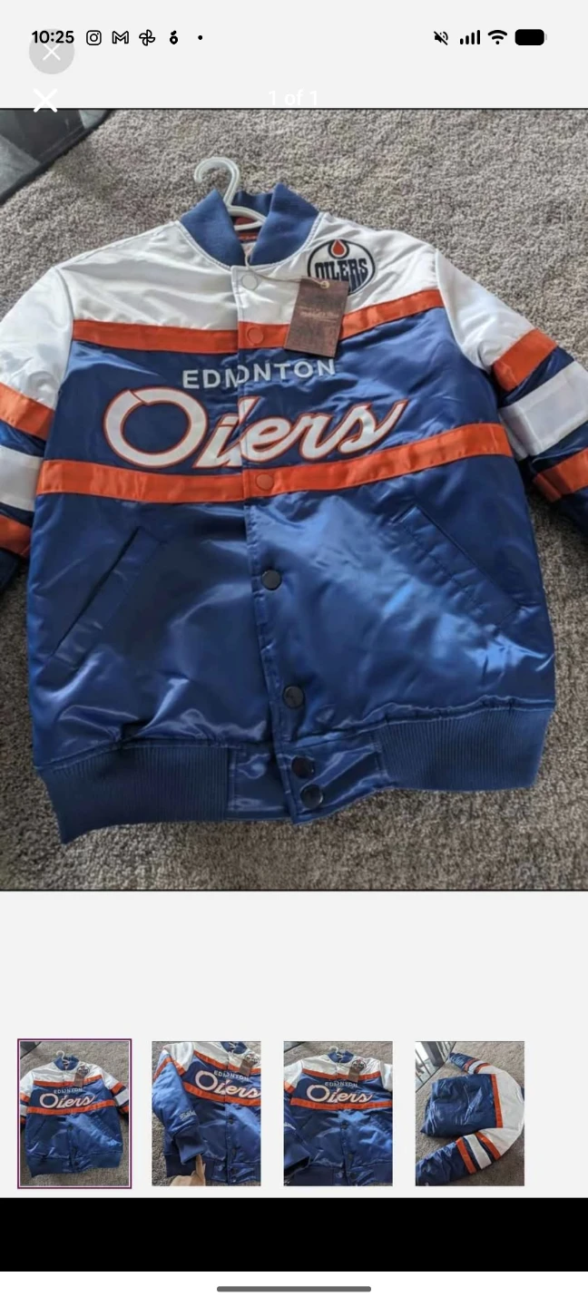 Brand New with tag Edmonton Oilers Satin Bomber Jacket small
