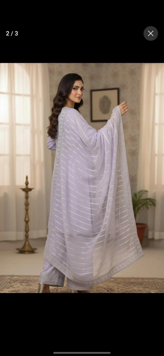Lavender Embroidered 3-Piece Suit - Size Medium - photo 2