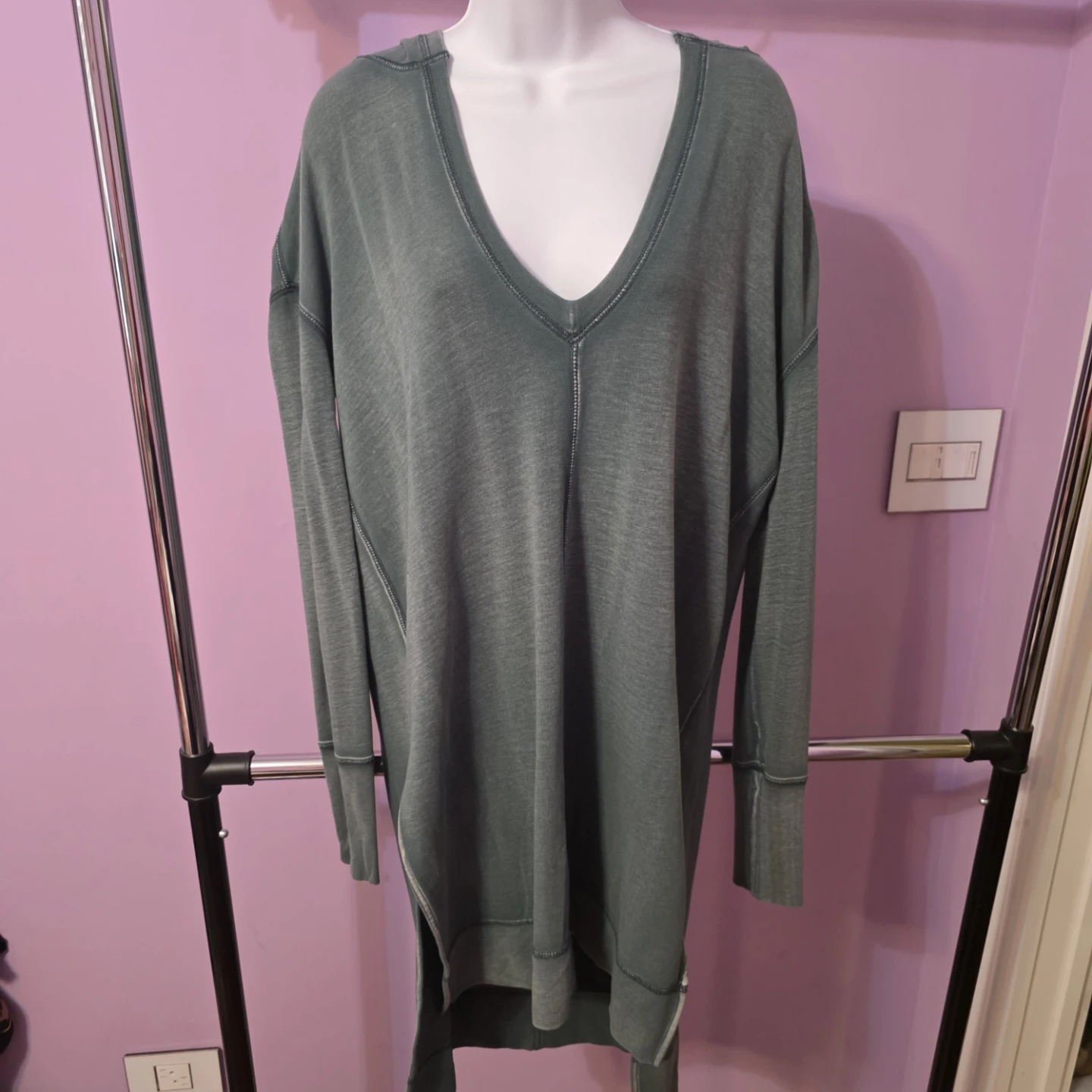 Free People Oversized V-Neck Sweatshirt Dress S