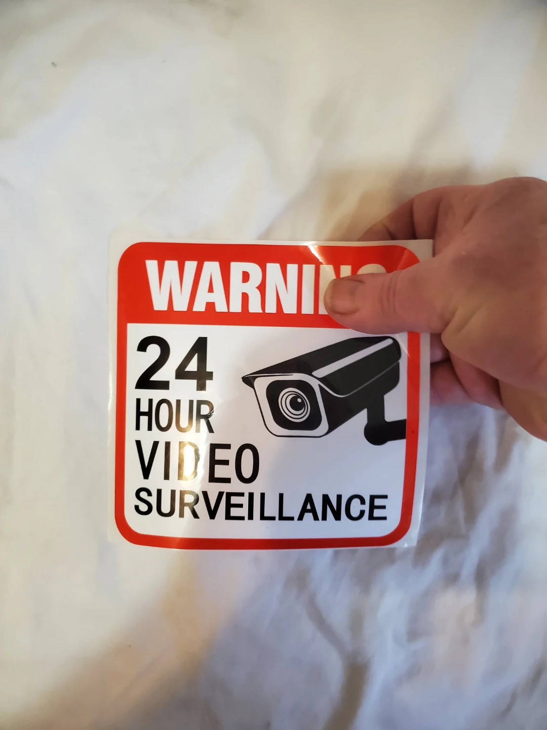 Warning 24 Hour Video Surveillance Sticker - photo 3
