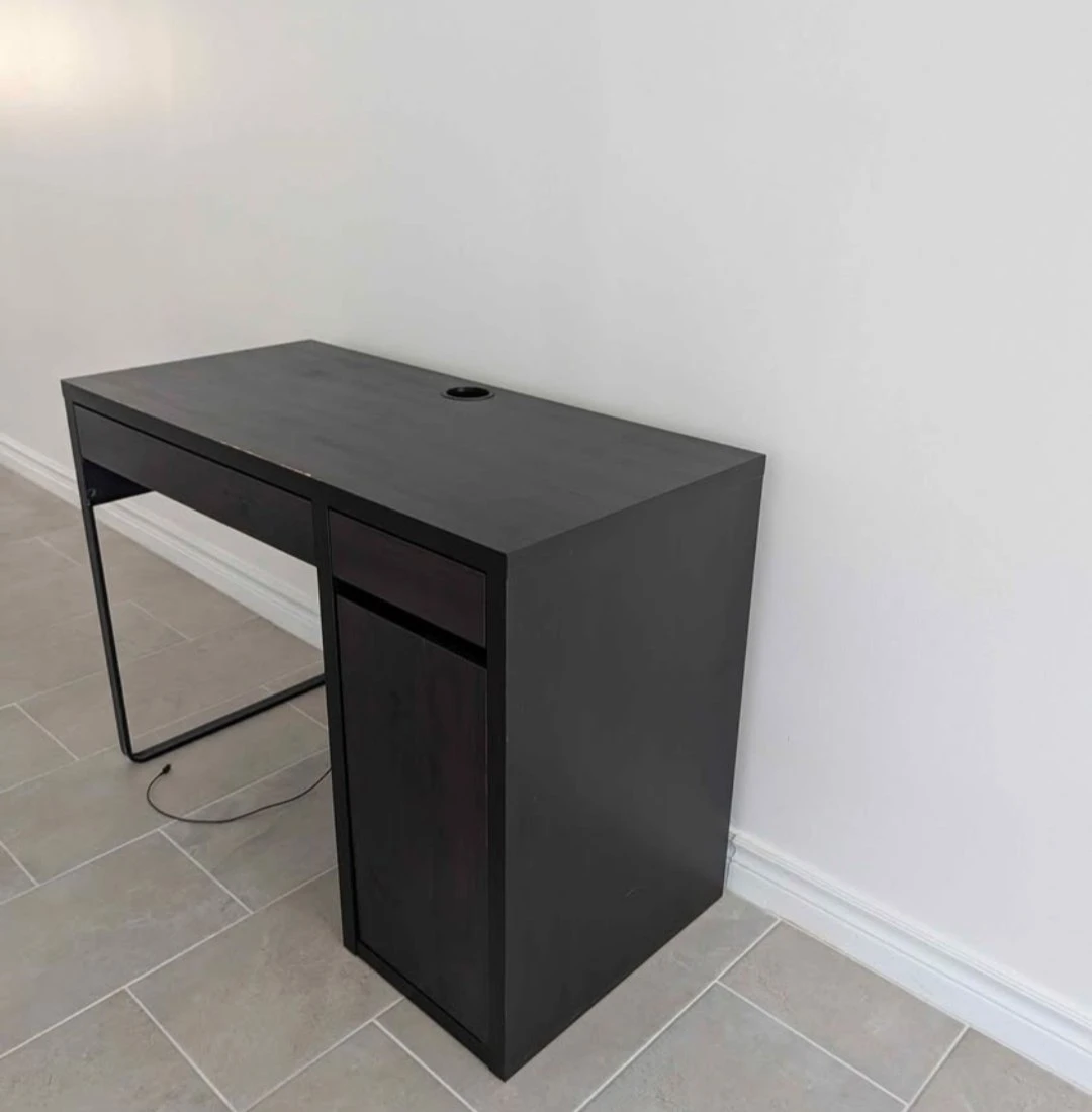 Ikea Black Desk with Drawer and Cabinet - photo 2