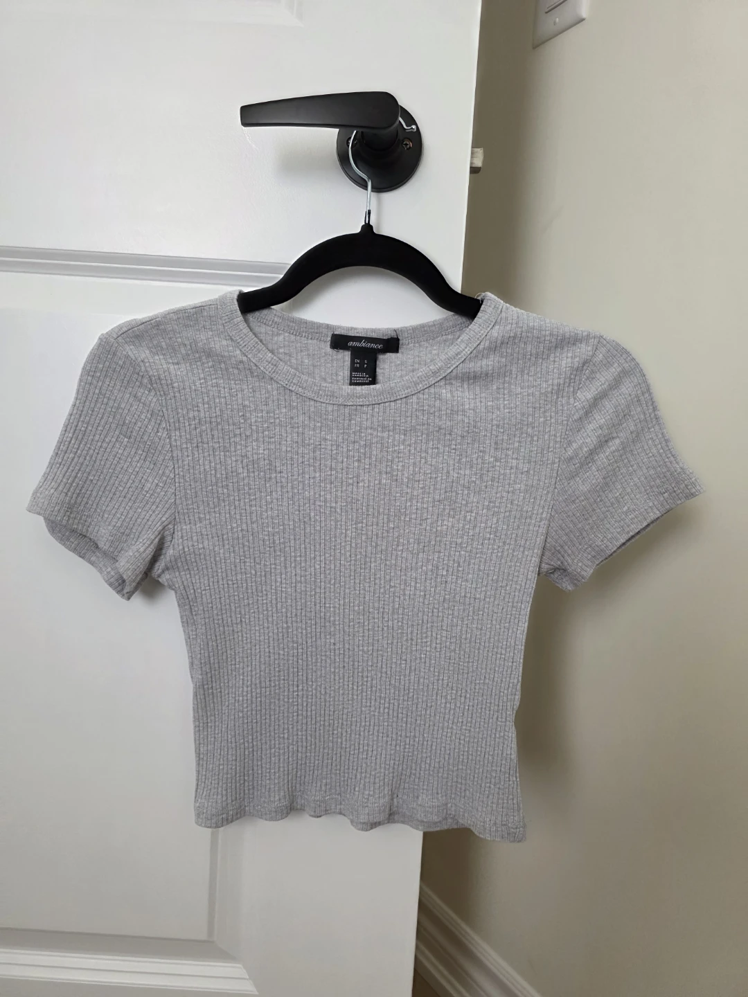 Ambiance Grey Ribbed Cropped T-Shirt
