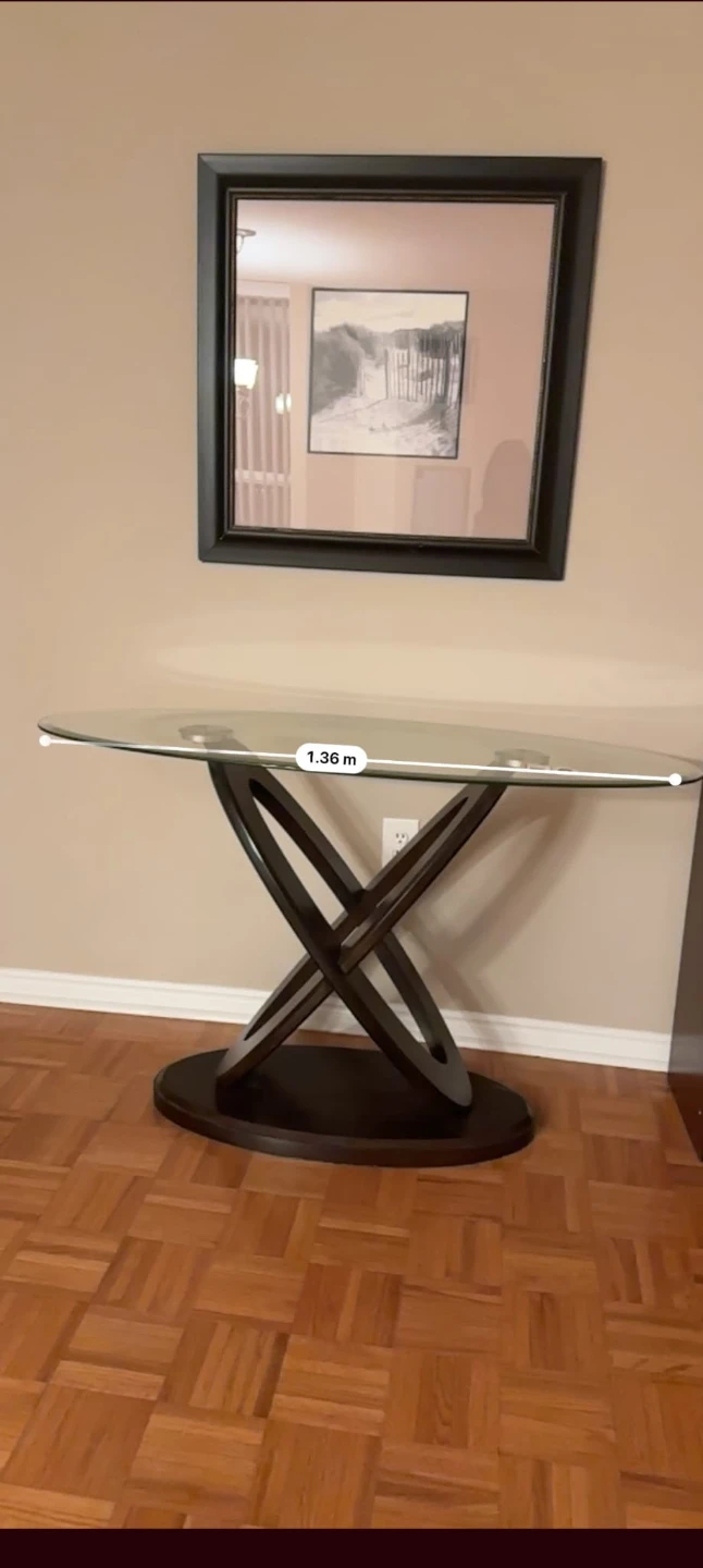 Glass Console Table with Wood Base - photo 2