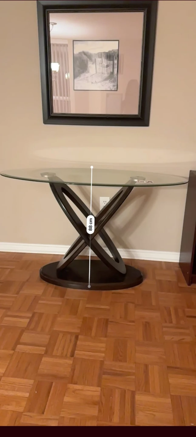 Glass Console Table with Wood Base - photo 3