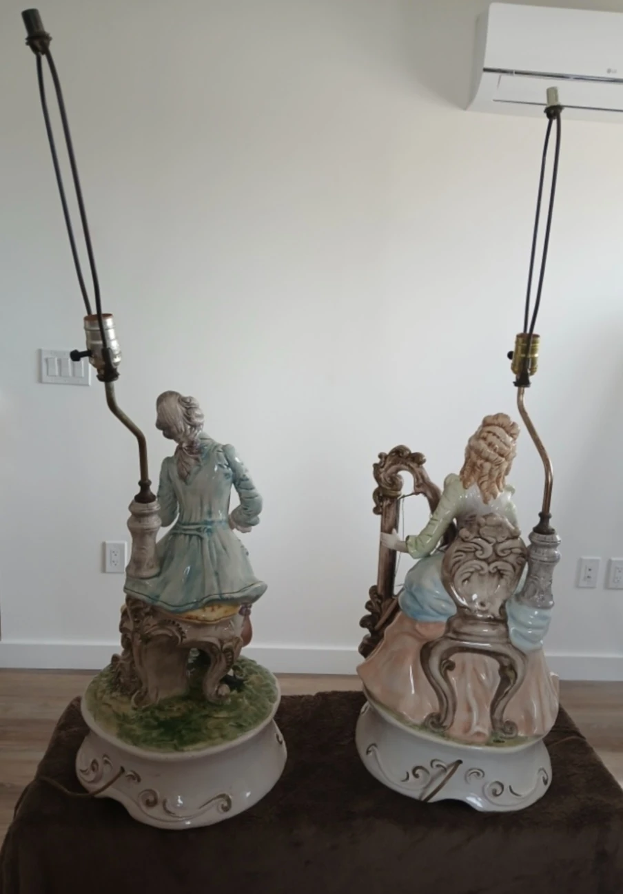​Monumental Pair of digned Capodimonte porcelain lamps - photo 3