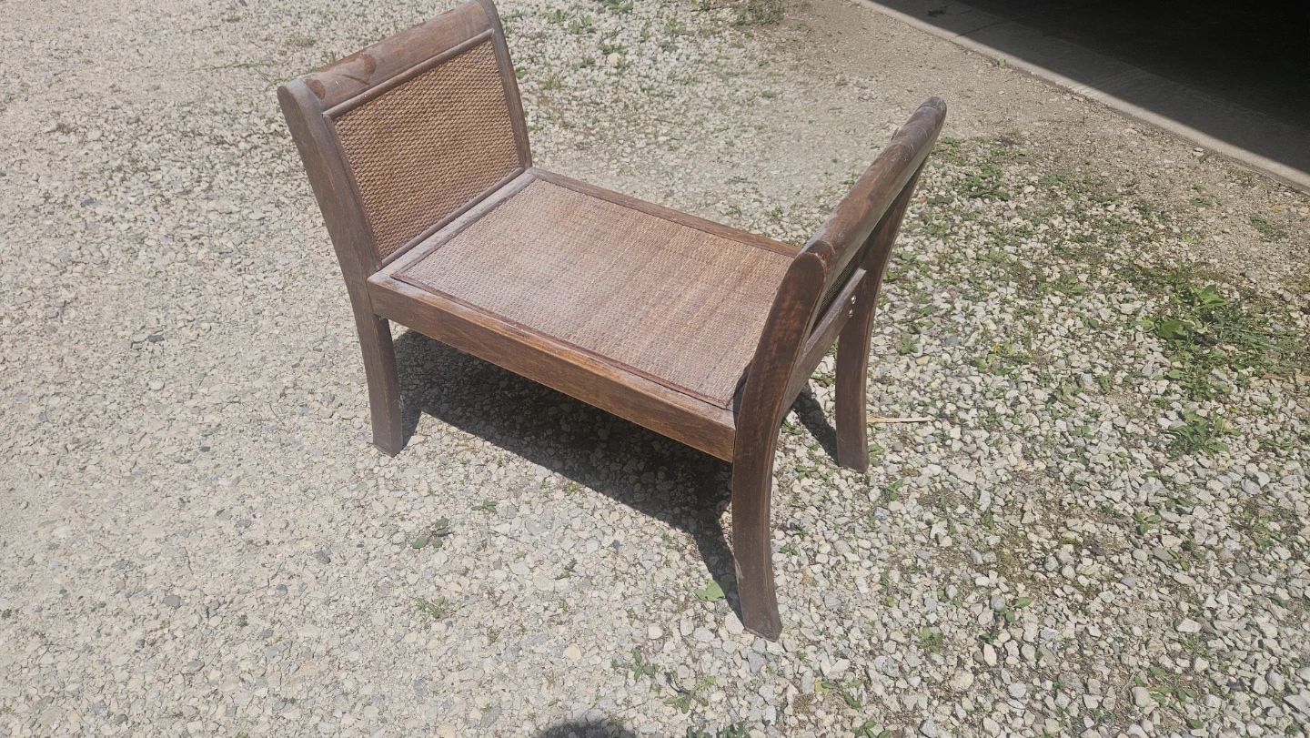 Wooden Bench with Cane Seating - photo 2