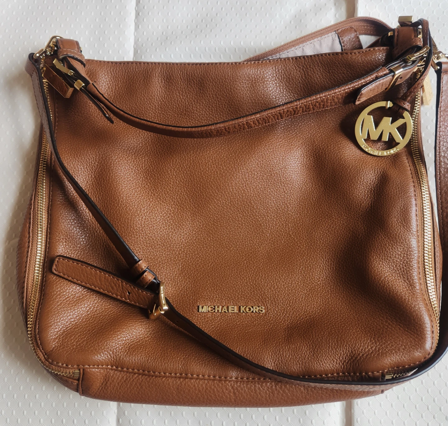 Michael Kors Bedford Large Brown Pebbled Leather Shoulder Bag