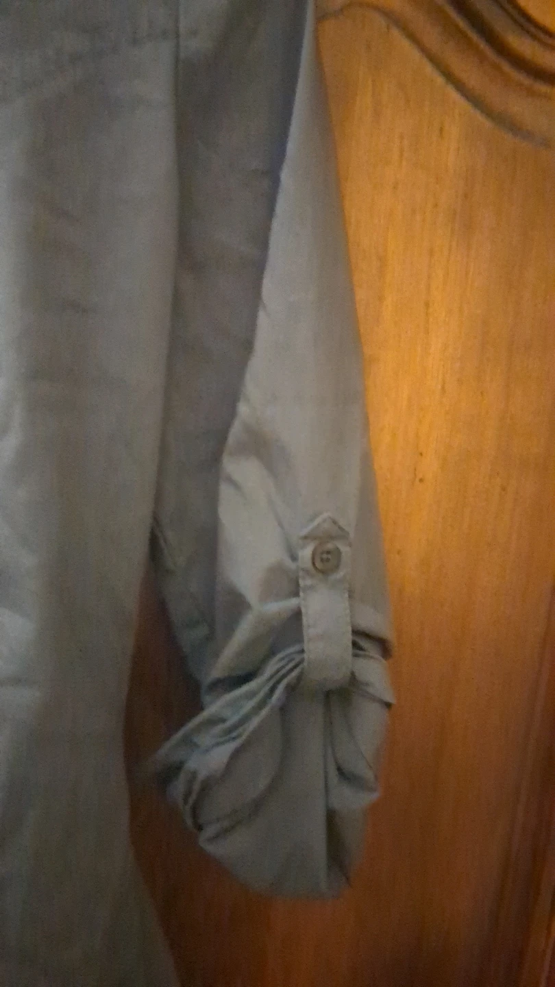 Women's Blue Collared Ruched Button-Up Shirt - photo 4