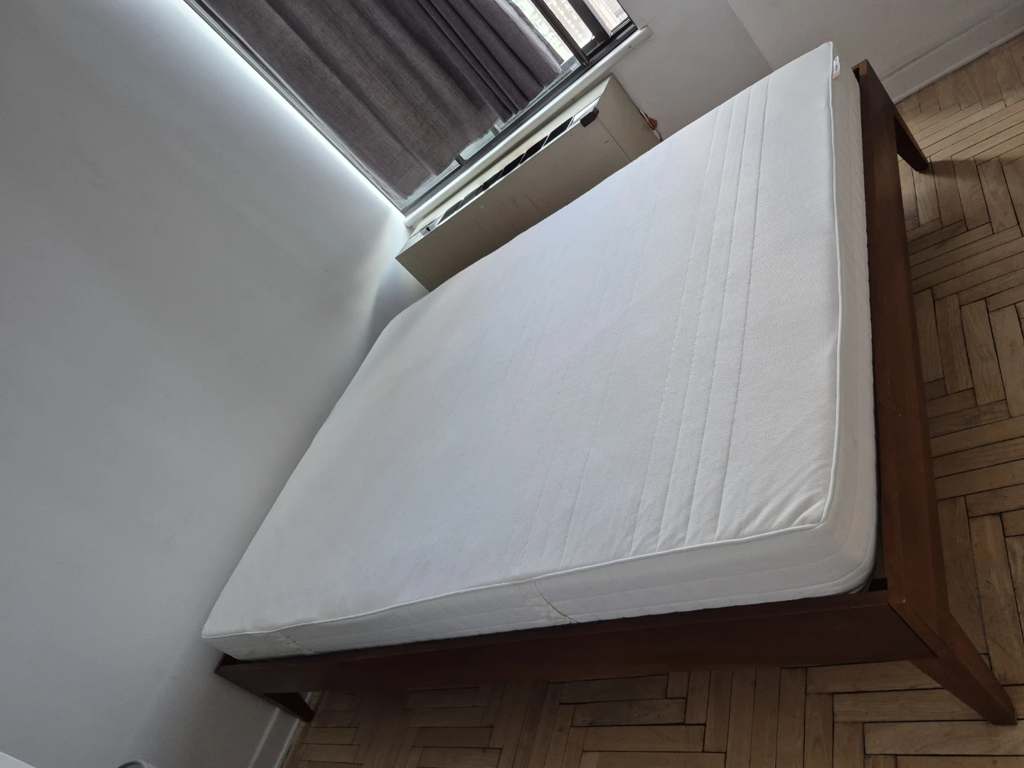 IKEA MATRAND Mattress with West Elm Bed Frame