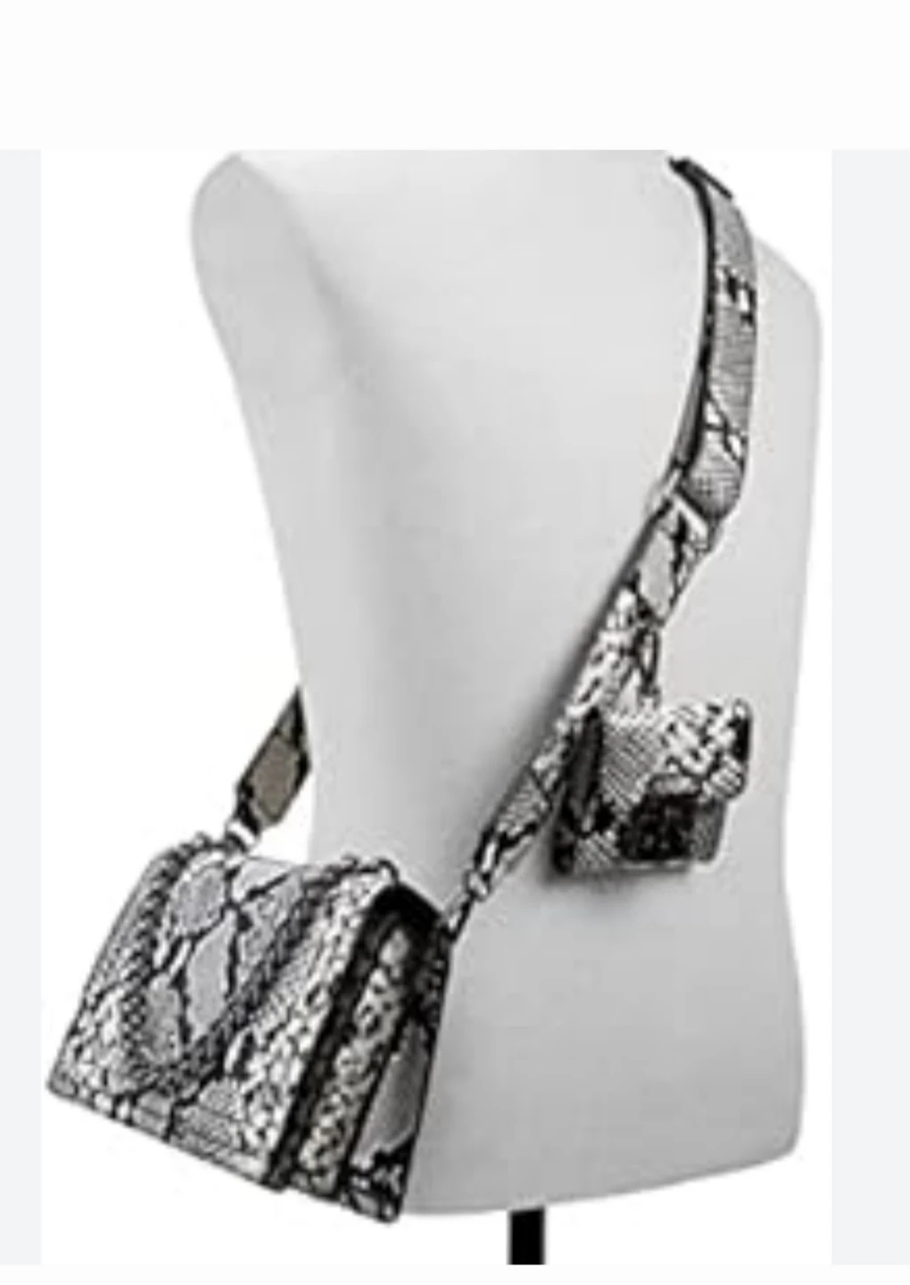 Snakeskin Print Crossbody Bag with Matching Pouch