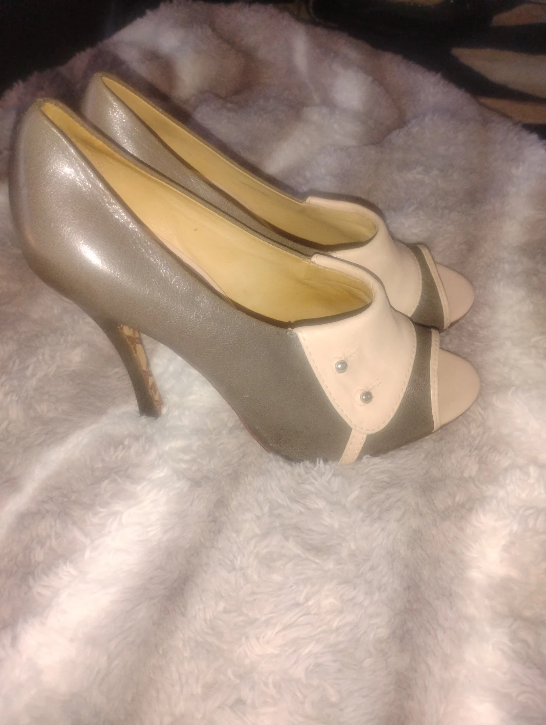 LAMB Two-Tone Peep-Toe Heels