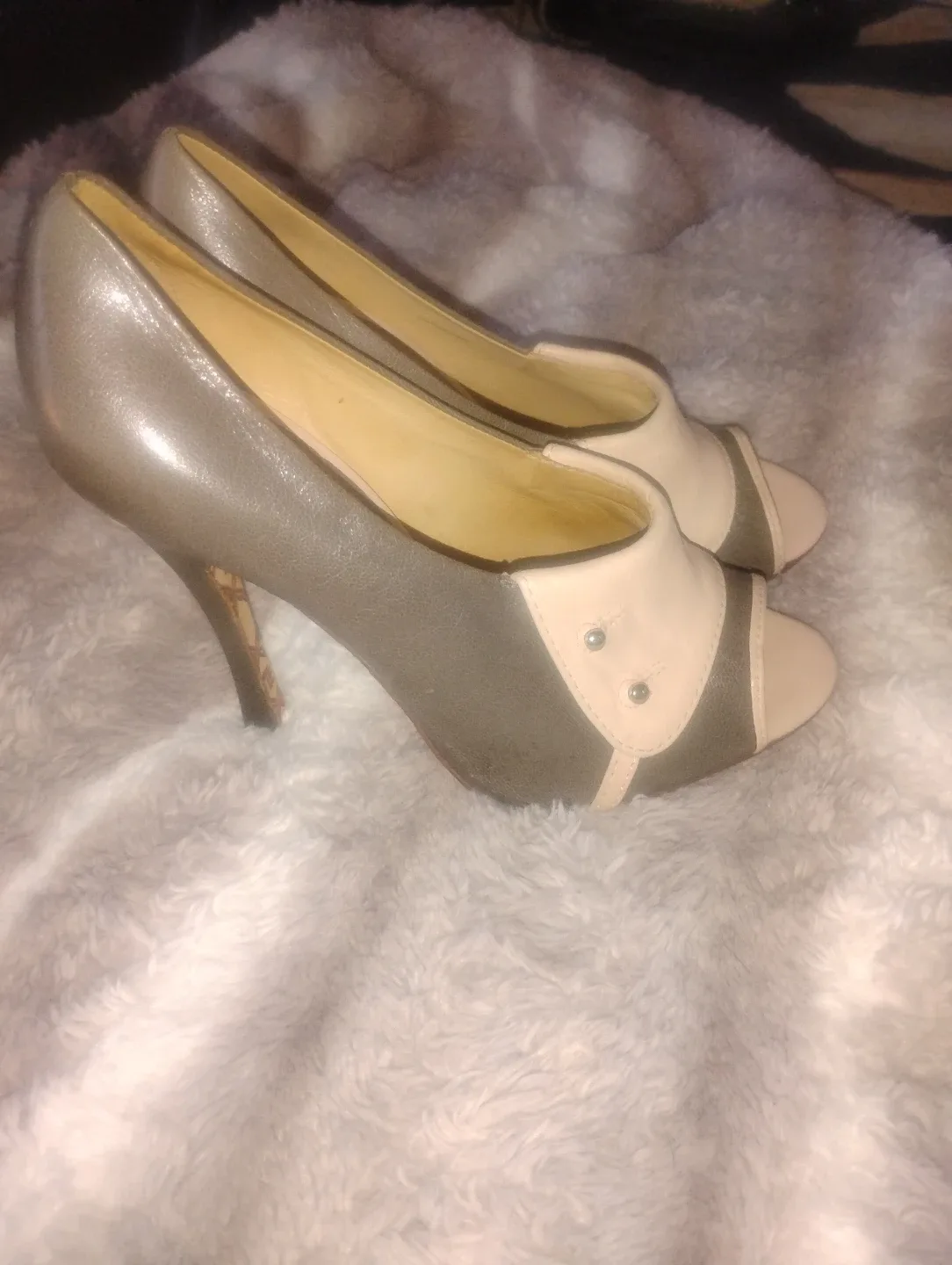 LAMB Two-Tone Peep-Toe Heels