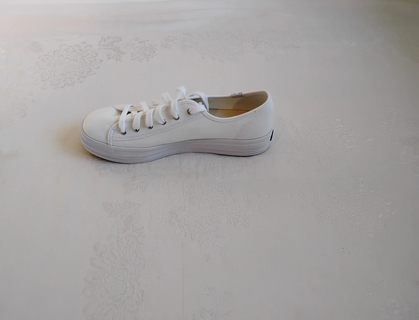 Ladies White Organic Cotton Platform Keds - photo 2