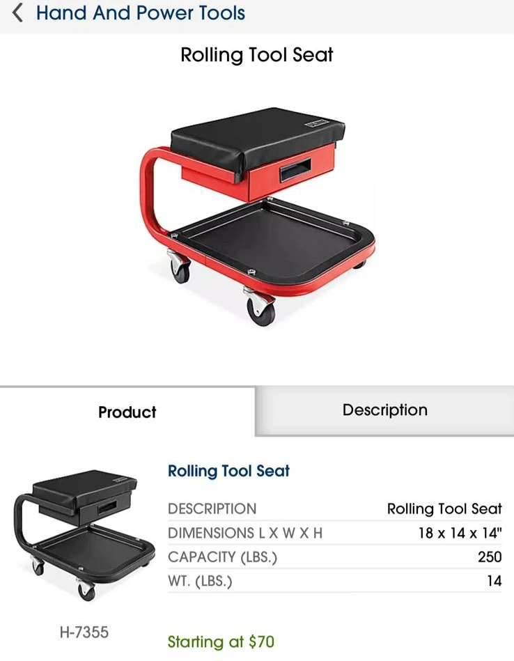 Uline Rolling tool seat