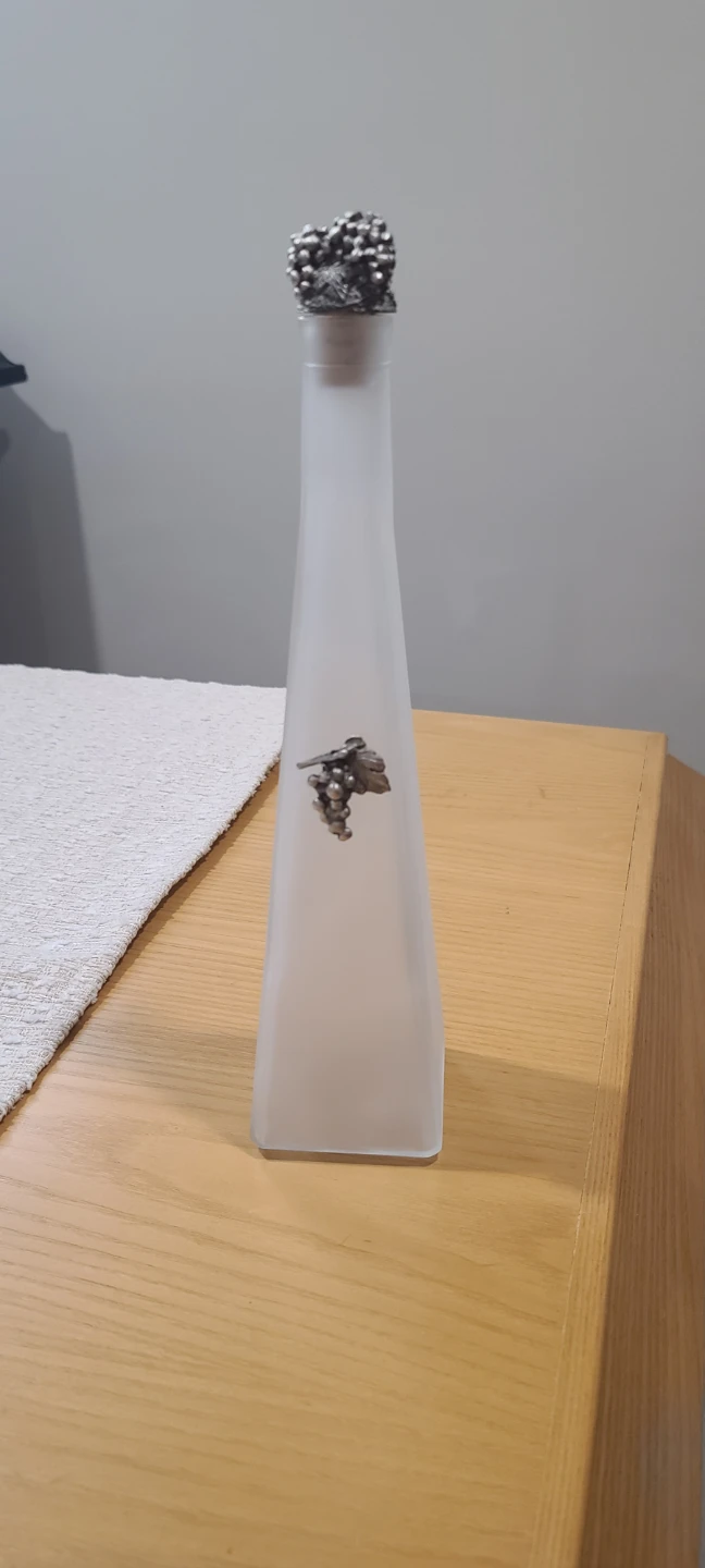 Frosted Glass Bottle with Grape Charm