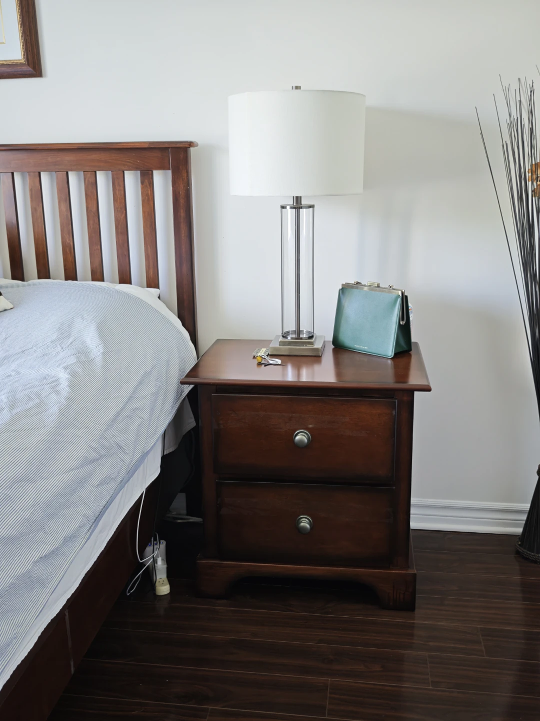 Moving Sale - Dark Wood Queen Bedroom Set with Two Nightstands - photo 2