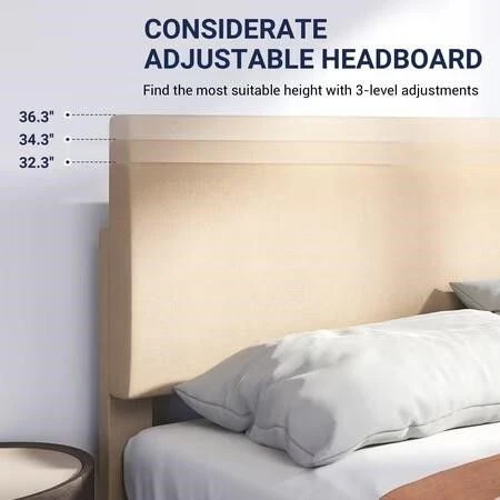 Bed Frame with Adjustable Headboard - photo 2