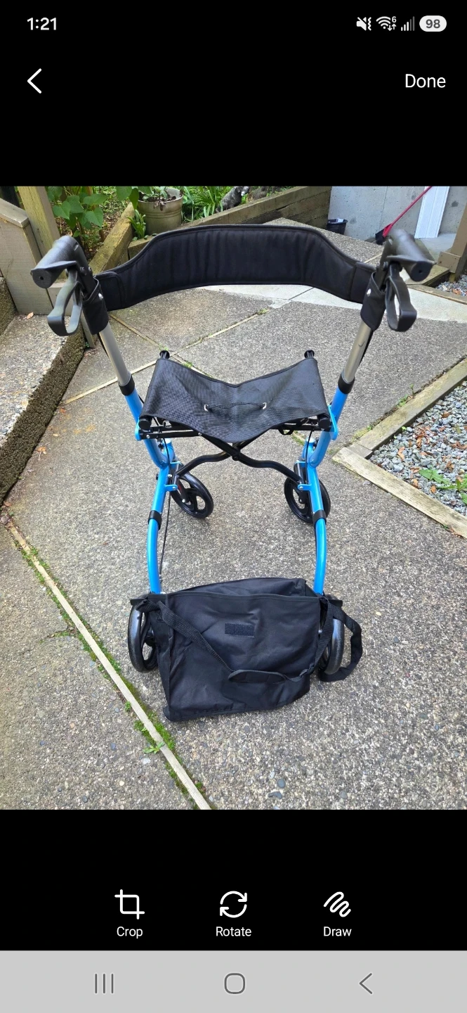Blue Rollator Walker with Seat and Bag - photo 2