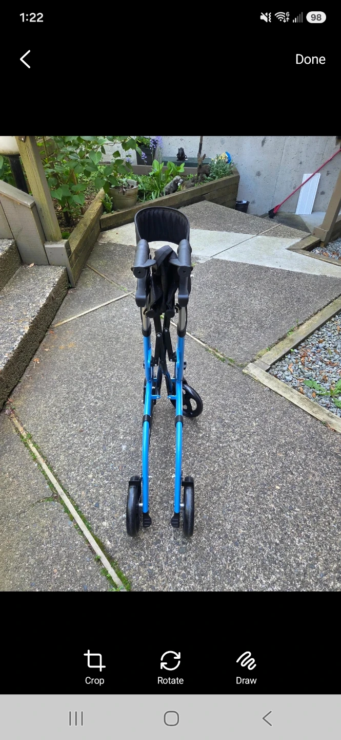 Blue Rollator Walker with Seat and Bag - photo 3